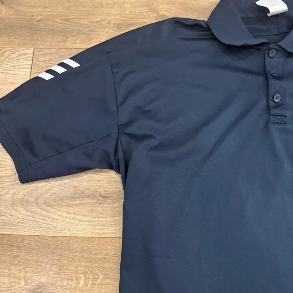Adidas Men XL Club 3 Stripes Tennis Polo Dark Navy White Golf Short Sleeve